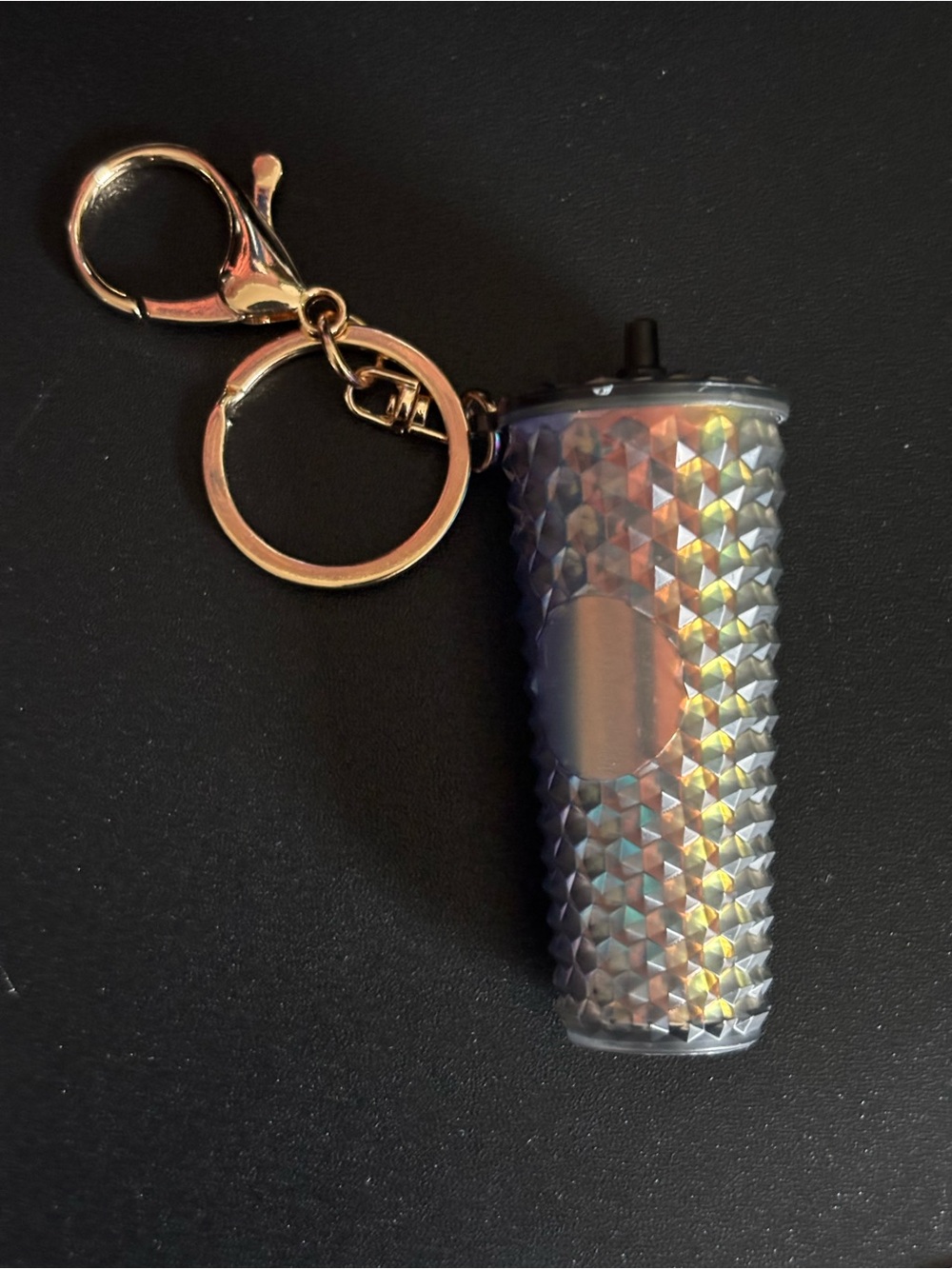 Iridescent Textured Tumbler Keychain - Holographic Silver - Picture 5 of 6